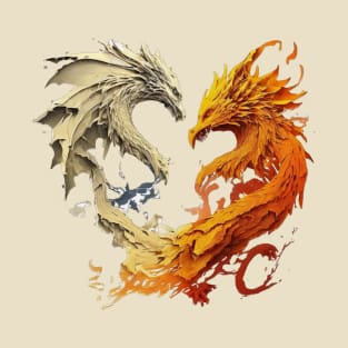 The war between a phoenix and dragon T-Shirt