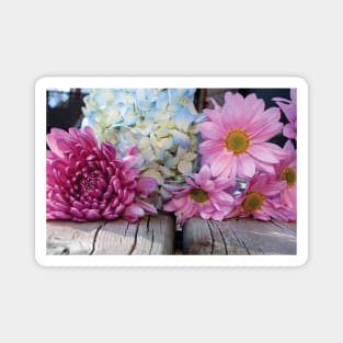 Assorted Flowers on a Table Magnet