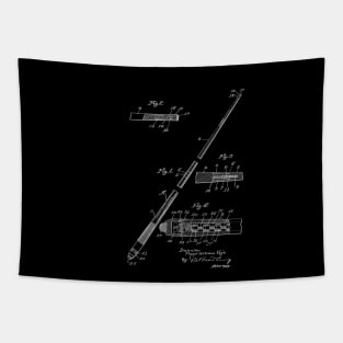 Billiard Cue Vintage Patent Hand Drawing Tapestry