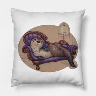 Otter Reclining in the Parlor Pillow