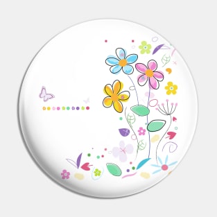 Decorative spring flowers Pin