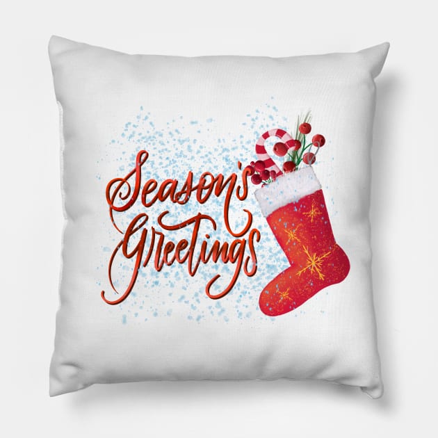 Season's greetings Pillow by PrintAmor