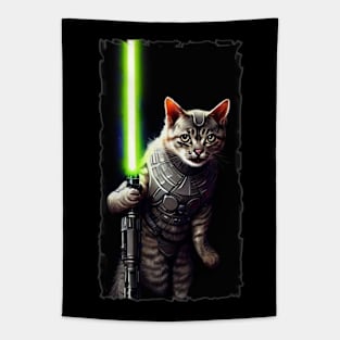 Fun Cat Print ~ AI Art ~ Fantasy Cat ~ Sci-fi Cat ~ Cats with Lightsabers Tapestry