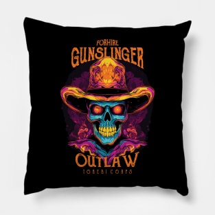 Gunslinger Cowboy Skull Pillow