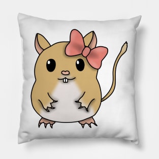 Cute golden gerbil with a bow Pillow