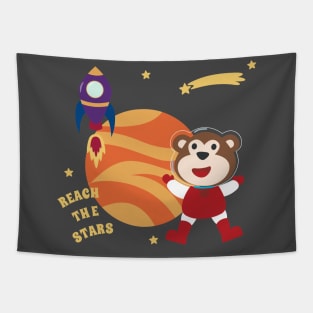 Space monkey or astronaut in a space suit with cartoon style Tapestry