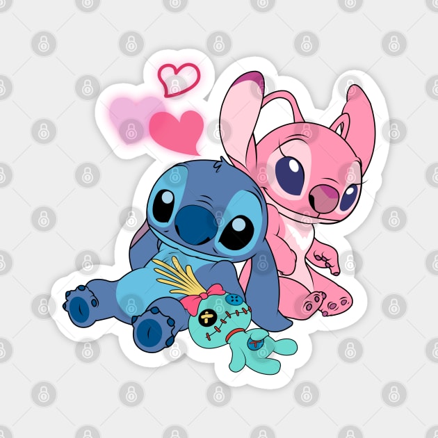 Stitch & Angel 2 Magnet by Nykos