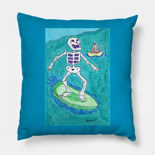 Surfing Skeleton Pillow