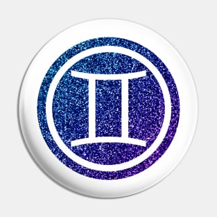 Blue Purple Glitter Zodiac - Gemini Pin