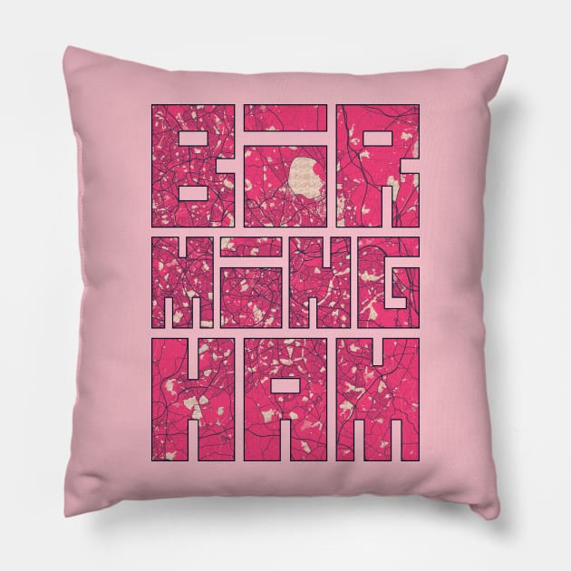 Birmingham, England City Map Typography - Blossom Pillow by deMAP Studio