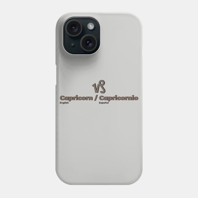 Capricorn Power Color- Grey & Brown Phone Case by MiamiTees305
