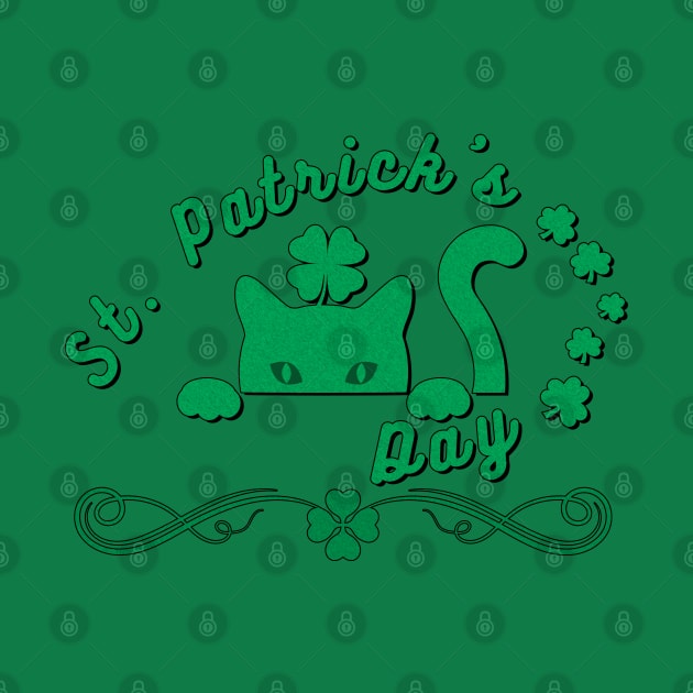 st patrick day cat green clover by lord cobra