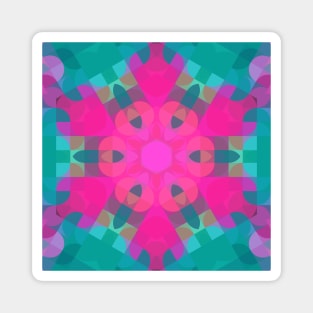 Retro Mandala Flower Pink and Blue Magnet