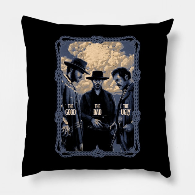 The Good The Bad and The Ugly Vintage Pillow by OrcaDeep