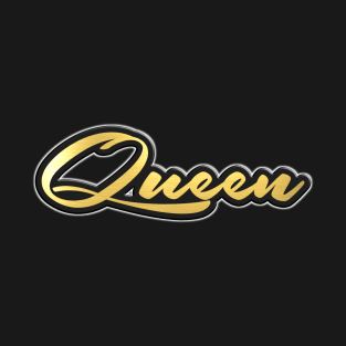 Shiny black and Gold QUEEN word ver6 T-Shirt