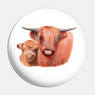 Highlander Cow with Calf-g Pin