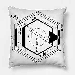 Geometric Galaxy ciberpunk abstract black Pillow