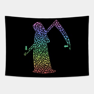 Grim Reaper Colorful Rainbow Maze & Labyrinth Tapestry