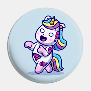 Cute Unicorn Zombie Cartoon Pin