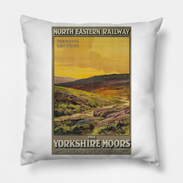 The Yorkshire Moors - NER - Vintage Railway Travel Poster - 1910 Pillow by BASlade93