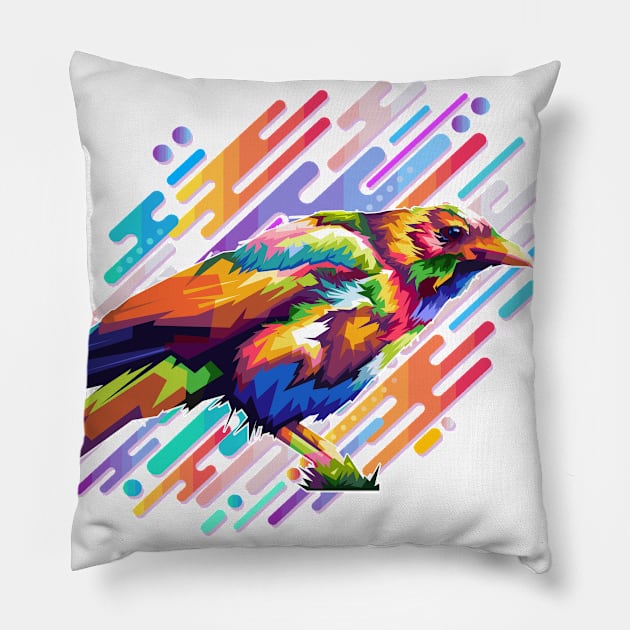 pop art crow design Pillow by Rizkydwi