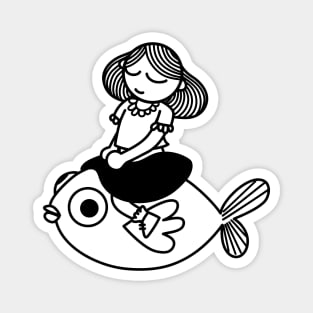 Dreamy Girl and fish Magnet