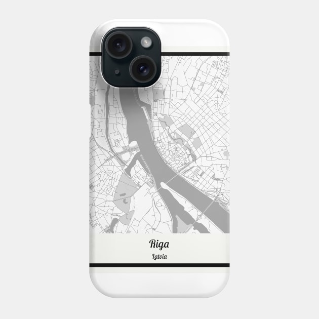 Map of Riga - Latvia Phone Case by AeTDesignPT