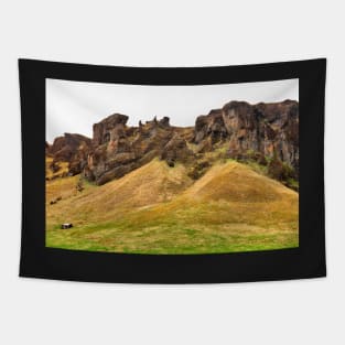 Small House with a Monstrous Mountain View Tapestry