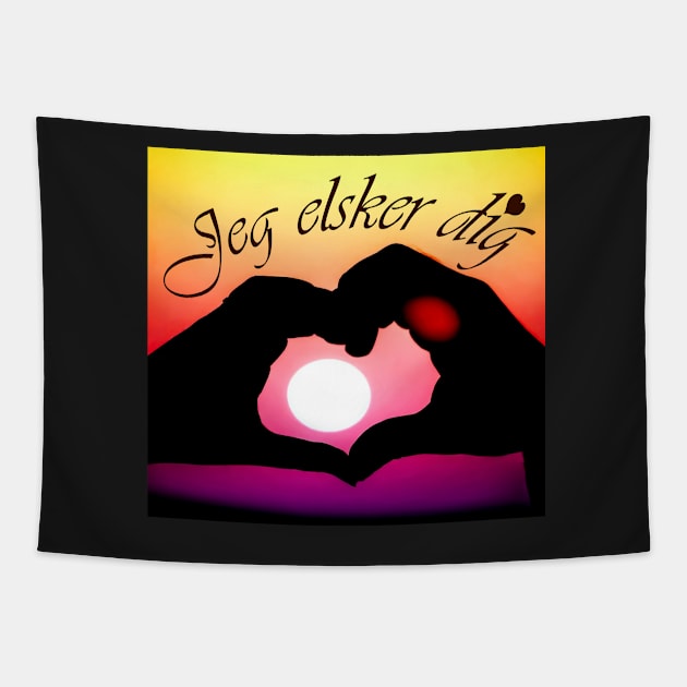 Jeg elsker dig ( I love you in Danish) - Pop art Tapestry by YamyMorrell