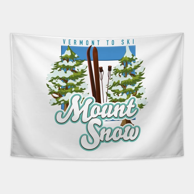 Mount Snow Vermont Ski logo Tapestry by nickemporium1