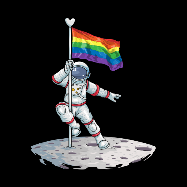 astronaut holding the gay pride flag