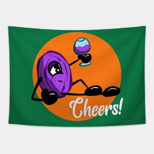 Cheers! Raisin Character Drinking Wine Tapestry