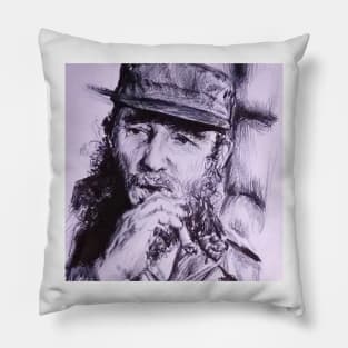 Ink Pen Portrait of Fidel Castro Pillow