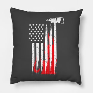 Firefighter Usa Flames And Axe Patriot Vintage Design Tee Pillow