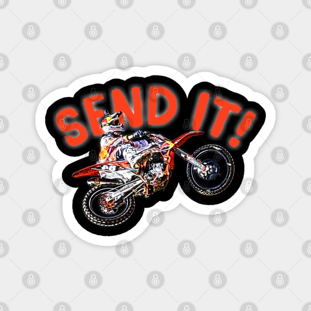 Dirt bike jump or motocross jump mx or motorcycle jump send it! Magnet by Guntah