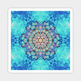 Digital Mandala Blue Yellow and Purple Magnet