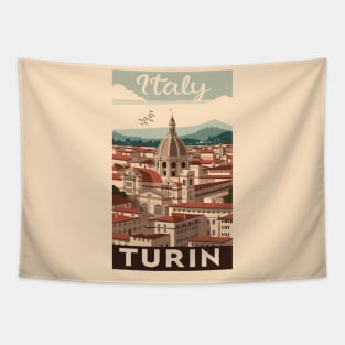 A Vintage Travel Art of Turin - Italy Tapestry