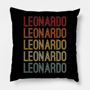 Leonardo Name Vintage Retro Pattern Pillow