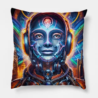 Hyperdimensional Android (5.1) - Trippy Psychedelic Art Pillow