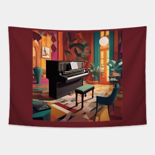 Piano In A Colorful Art Deco Styled Room Tapestry