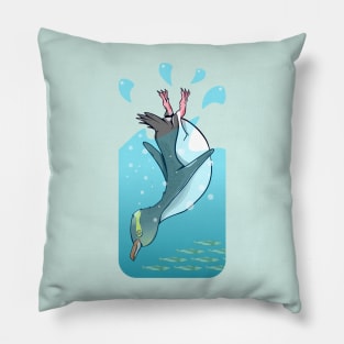 Yelloweye penguin swimming Pillow