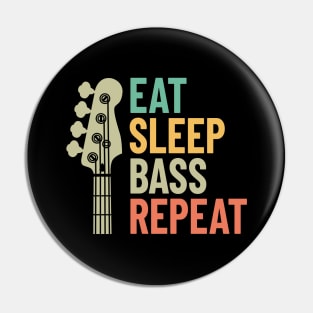 Eat Sleep Bass Repeat Bass Guitar Headstock Pin