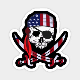 Skull American Pirate Skeleton Magnet