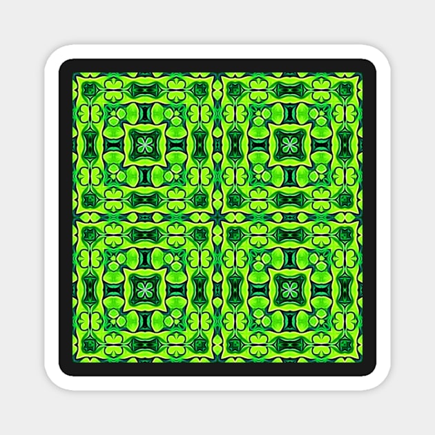 Pretty Green Leaves Lucky Clover Greenery Pattern 7 Magnet by BubbleMench