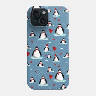 it's cold outside penguins seamless pattern light blue Phone Case