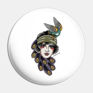 Peacock Lady Head/Face Pin