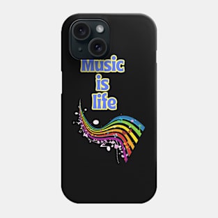 Music Is Life Rainbow Design Phone Case