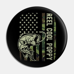 Reel Cool Poppy Camouflage American Flag Fathers Day Gift Pin