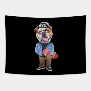 Funny English bulldog - Skateboard Tapestry