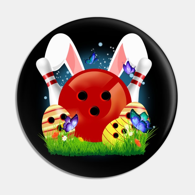 Bowling Easter Bunny Egg, Funny Easter Day Pin by artbyhintze